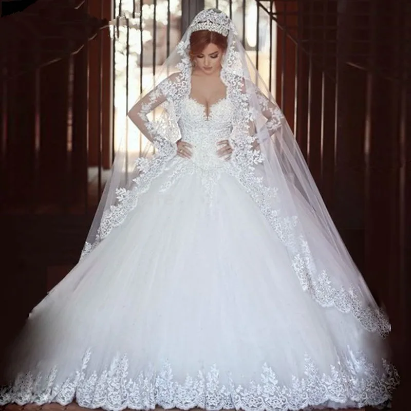 8826 32 De Réductionqq Amant Luxe Vintage Manches Longues Dentelle Robe De Mariée 2019 Robe De Bal Princesse Mariée Robes De Mariée Vestido De