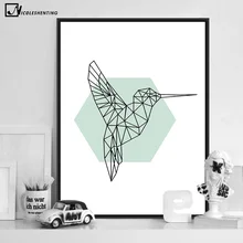 Cuadro de pared abstracto de arte nórdico geométrico pájaro carpintero, póster de lona, pintura minimalista, impresión, decoración moderna para la habitación del hogar