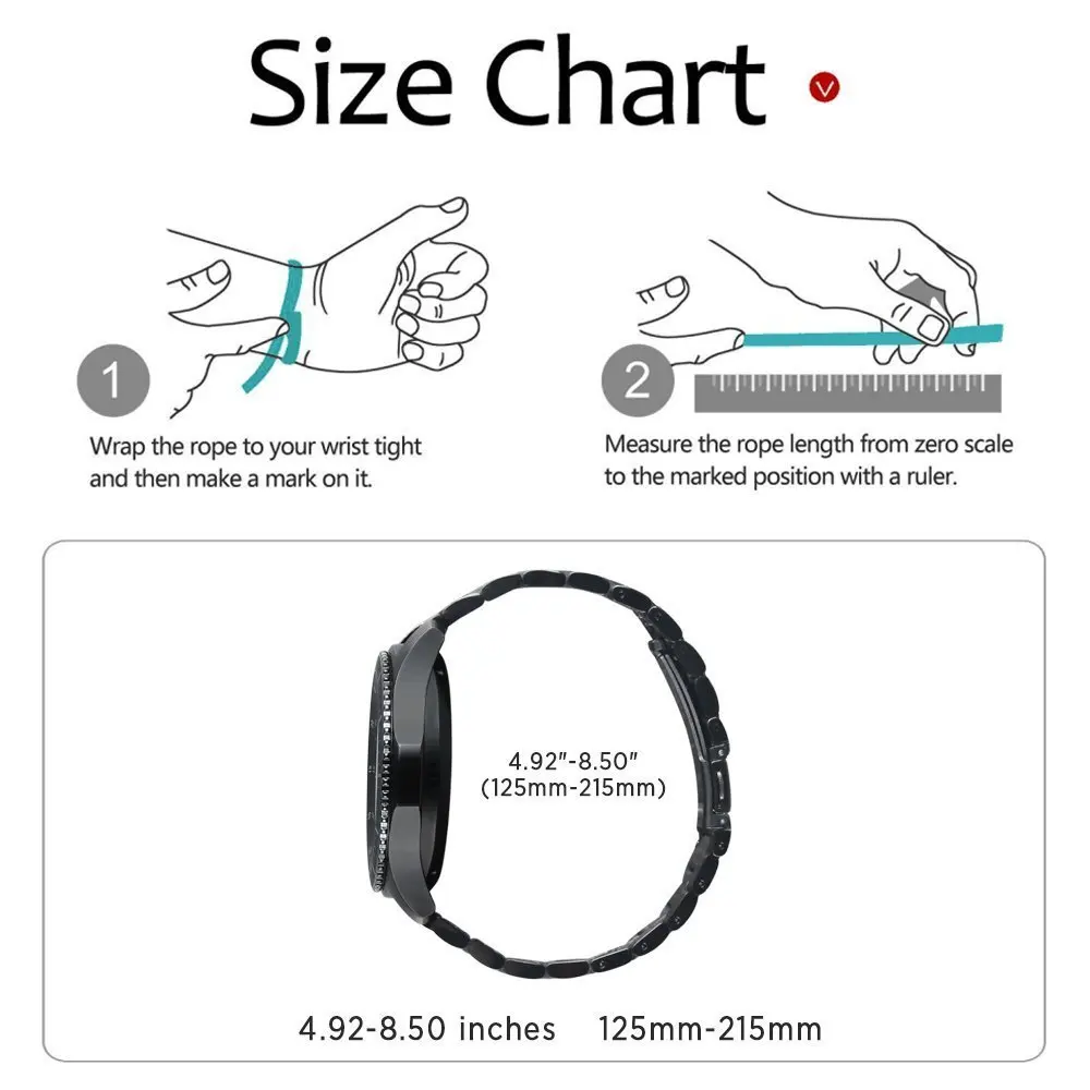 20 мм ремешок для часов из нержавеющей стали для amazfit gts/bip band samsung Galaxy Gea S2 классический спортивный ремешок для часов легко заменяемый металлический ремешок