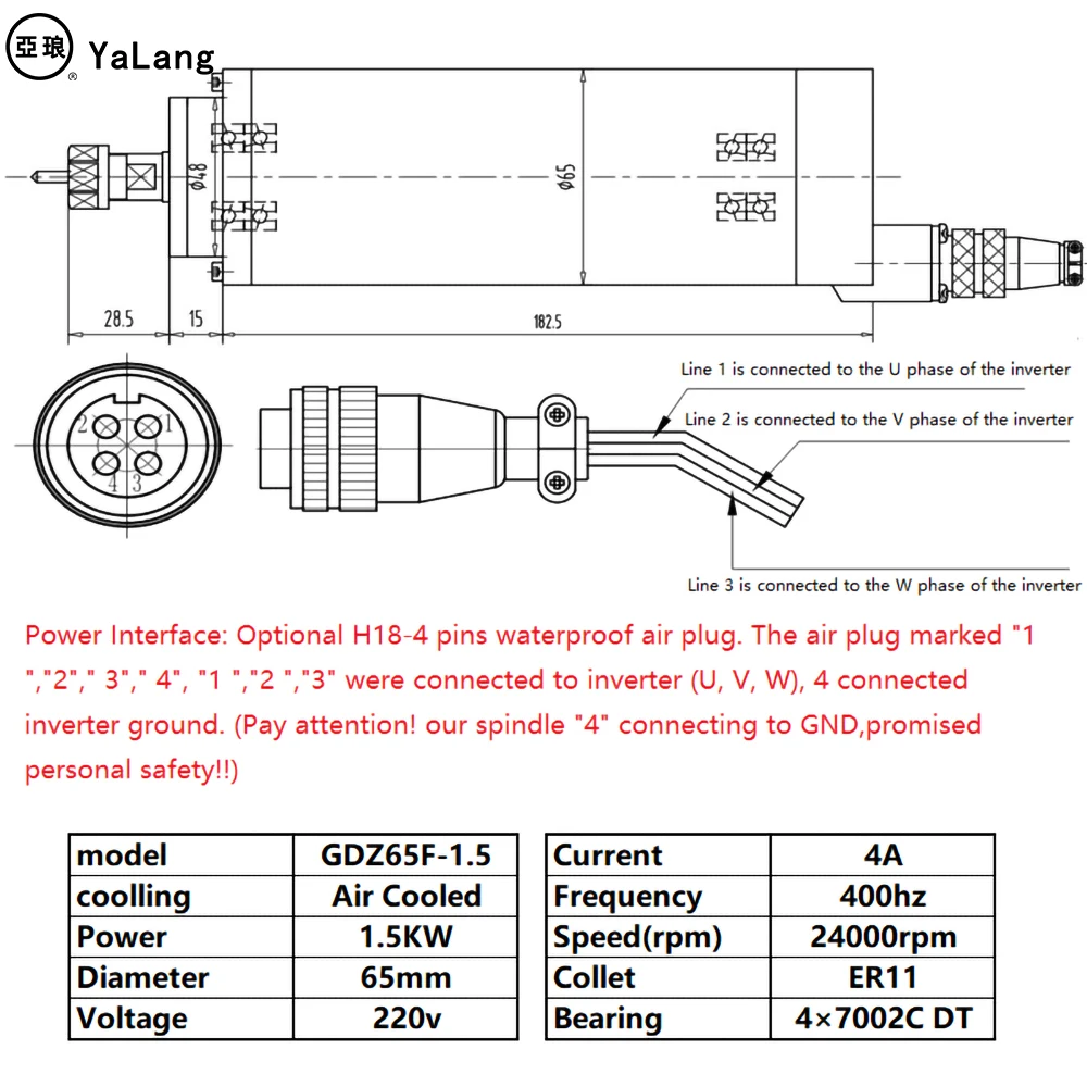 Деревообрабатывающий Шпиндельный двигатель с ЧПУ 0.8kw ER11 с воздушным охлаждением мотор шпинделя 800 Вт роутер для самостоятельной сборки шпинделя для гравировки фрезерования 4 подшипника