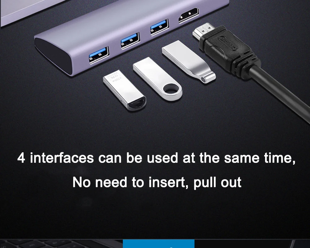 4x1 Мульти usb 3,0 концентратор конвертер Thunderbolt 3 4 k@ 30 Гц Тип c к HDMI адаптер для macbook huawei matebook mate20 p20