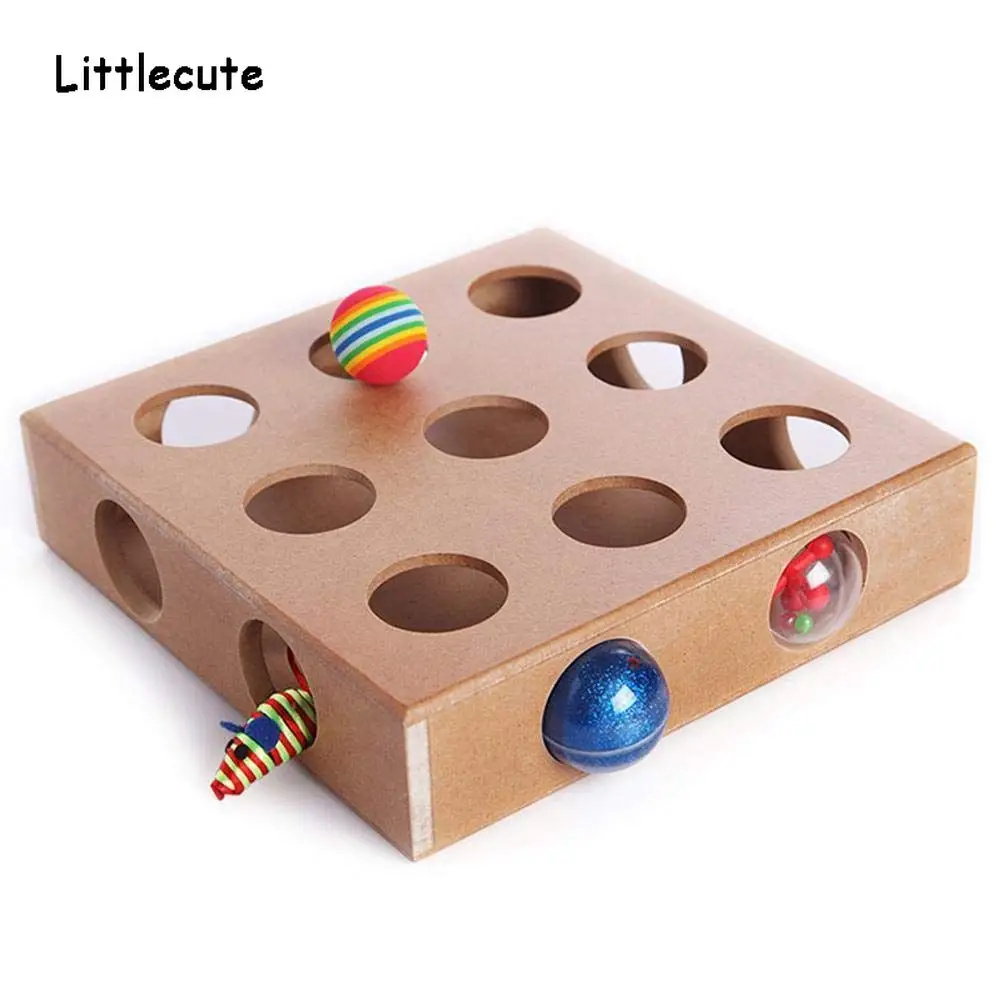 

Hot Interactive Cat Toy Puzzle Box Wooden Peek Play Toy Box Hide & Seek Cat Mice Toy & Puzzle Feeder Adorable Cat Toys