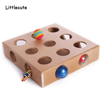 

Hot Interactive Cat Toy Puzzle Box Wooden Peek Play Toy Box Hide & Seek Cat Mice Toy & Puzzle Feeder Adorable Cat Toys
