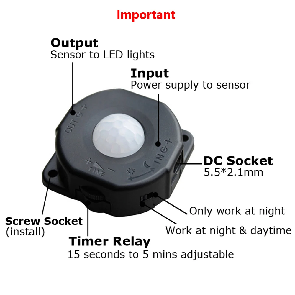 Движения Сенсор 12V 24V 5V DC движения детектор, таймер с автоматическим переключателем вкл/выкл инфракрасный Светодиодные ленты движения Сенсор светильник переключатель