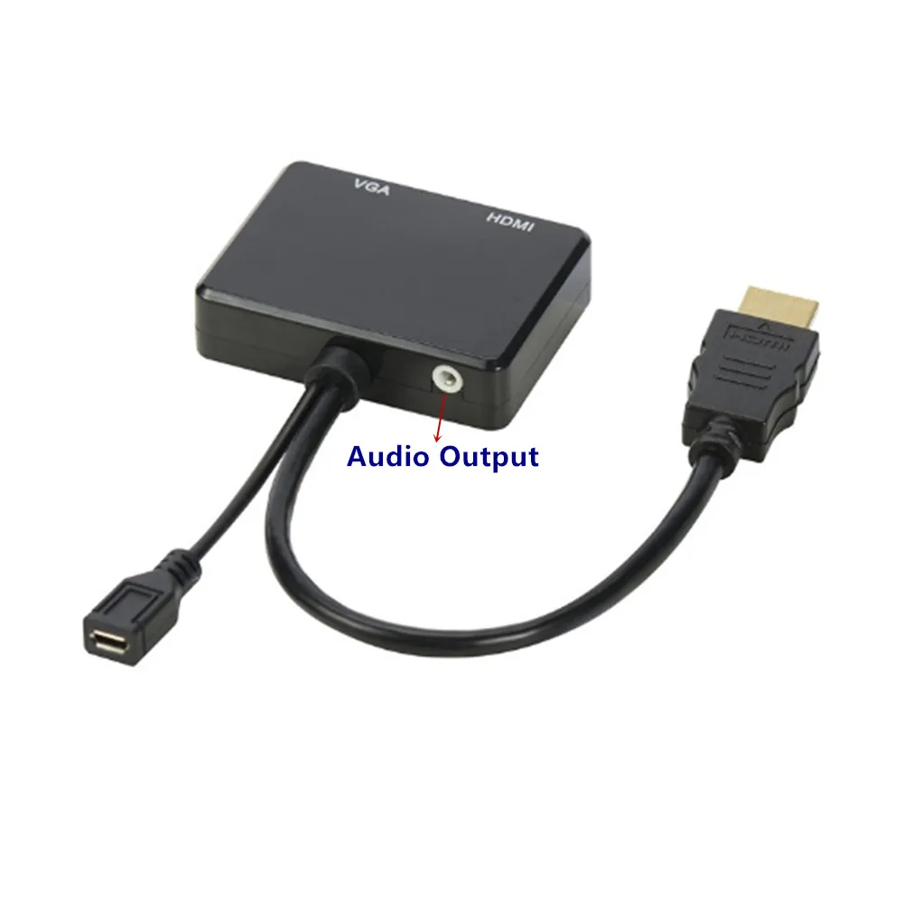 HDMI к Hdmi VGA конвертер кабель адаптер HD1080P 1x2 Аудио Видео сплиттер USB разъем питания