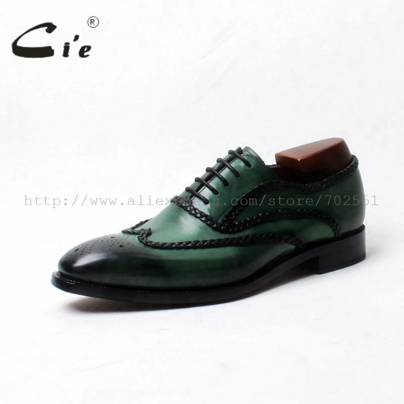 - cie Free Shipping Goodyear Welted Custom Handmade Genuine Calf Outsole Leather Mens Dress Oxford Color Dark Green Shoe NoOX552