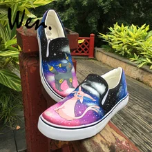 Вэнь ручная роспись обувь аниме дизайн пользовательские Покемон умбреон Espeon мужские женские слипоны парусиновая обувь для рождественских подарков на день рождения