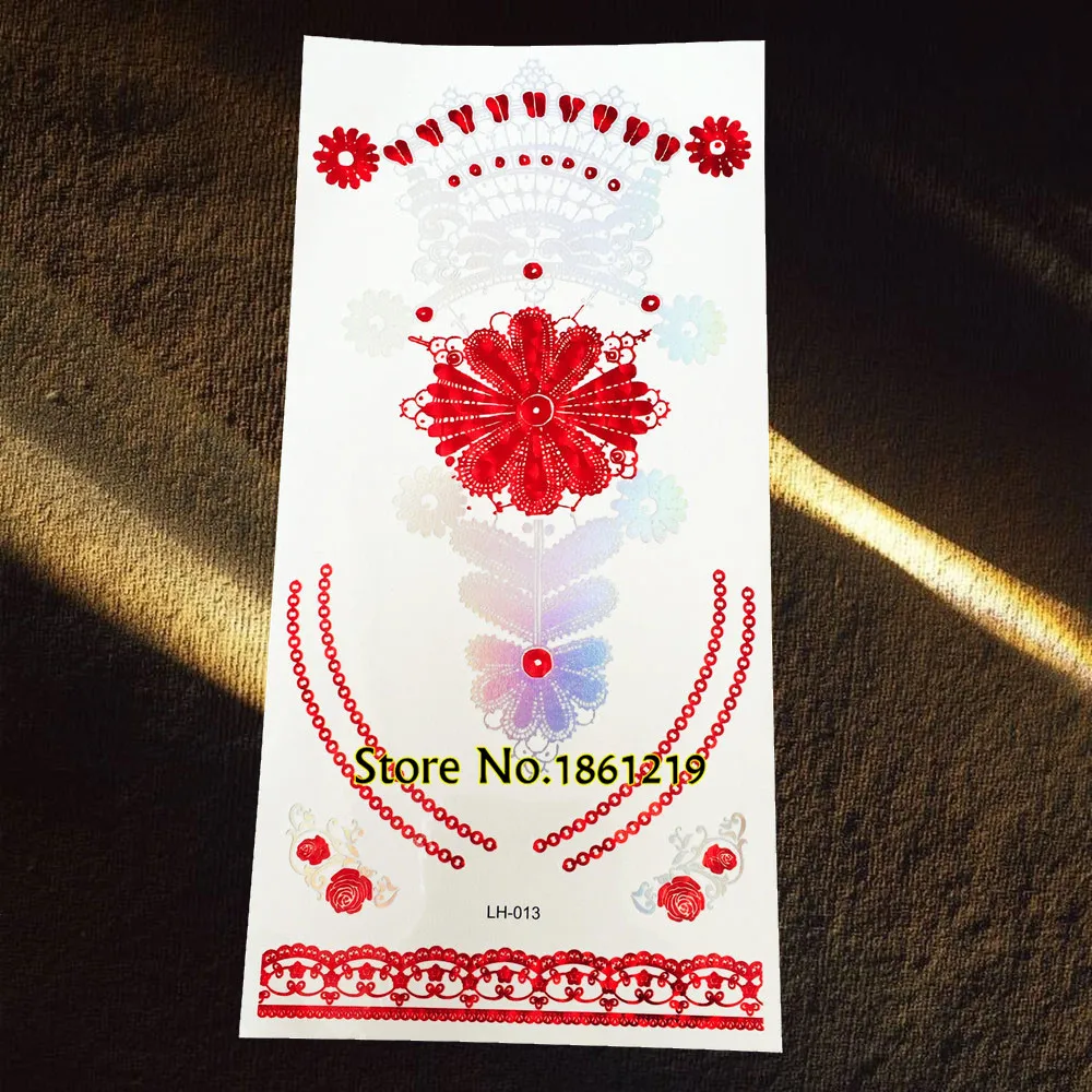 

1PC Henna Flower Temporary Tattoo For Sexy Women Party GRL13 Wedding Designs Tattoo Choker Lace Bracelet Tatoo Adhesive Pattern