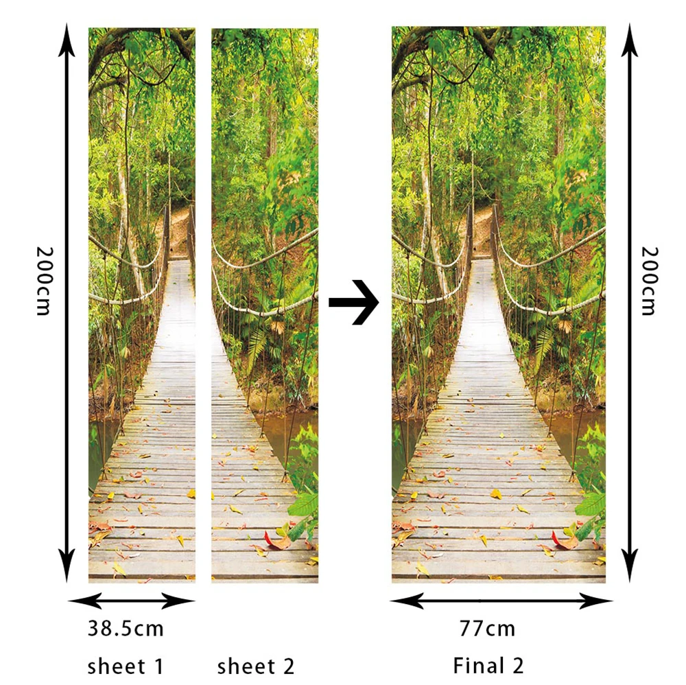 3D стикер двери настенные наклейки подвеска плакат с изображением моста наклейки на обои самоклеющиеся съемные обои домашний декор для двери