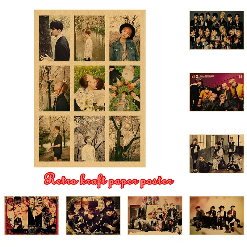 Kpop Bangtan Boys Vintage Poster Wall Decor Poster Decals Jung Rap Monster Wallpaper Jin Wall Stickers Jimin Suga J Hope Mural Aliexpress