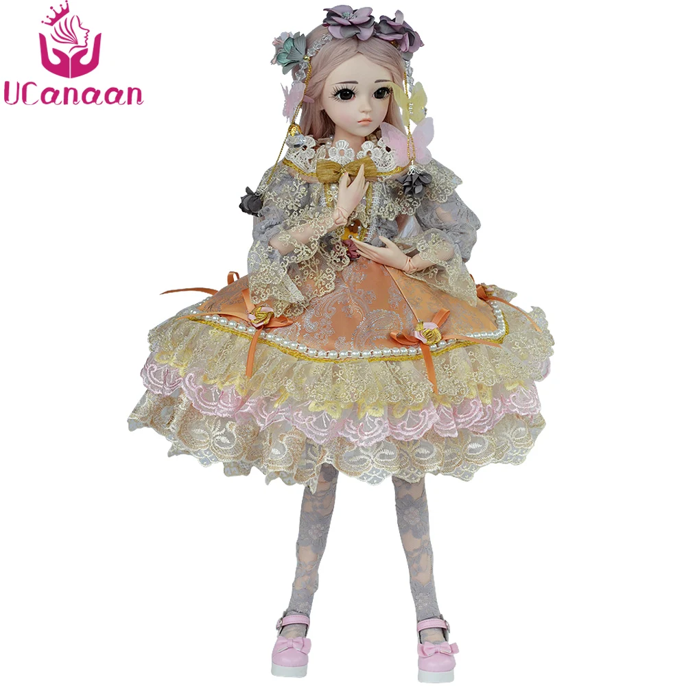 

UCanaan 1/3 BJD Doll 18 Ball Jointed Dolls Girl Reborn Silicone Kids Toys With All Outfits DIY Makeup SD Dolls