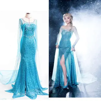 

Blue dress Femmes Adultes Princesse Dress Reine Cosplay Parti Fancy Dress Costume De Bal Princess Aisha