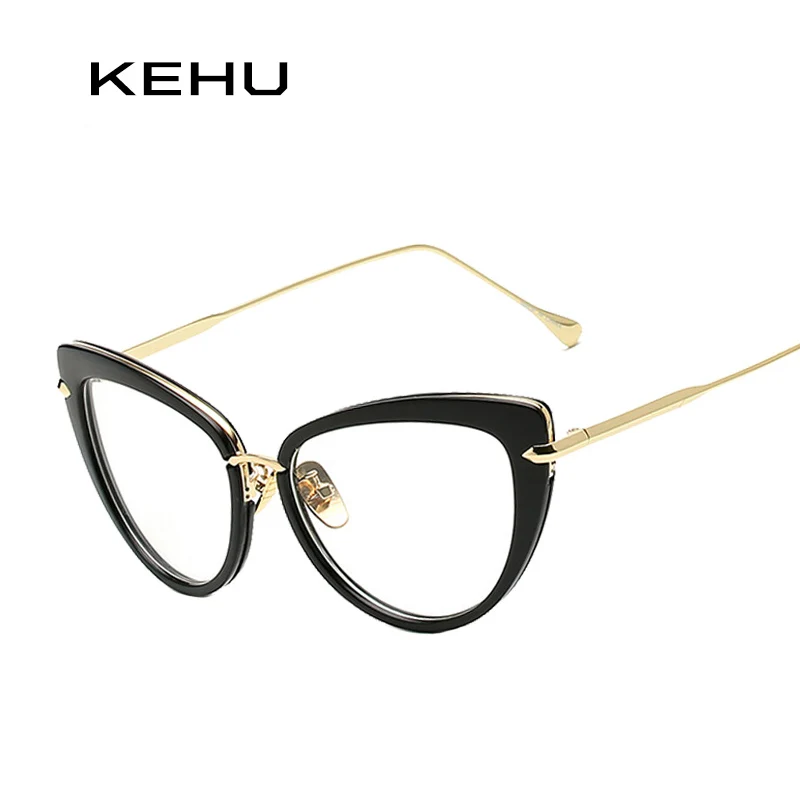 KEHU Women Vintage Cat Eye Glasses Brand Designer Metal ...
