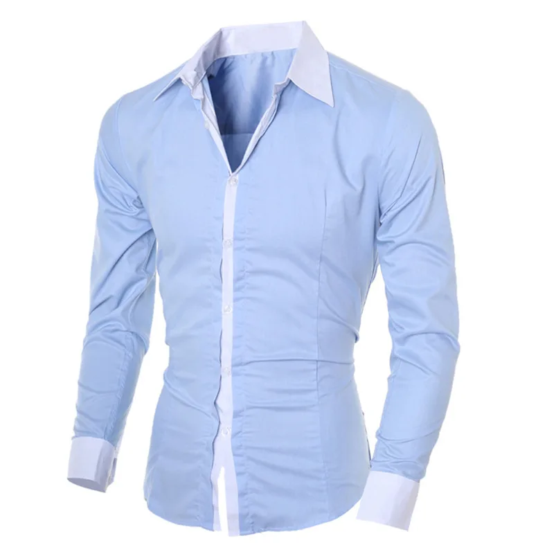 2018 shirt Men Summer Brand Personality Long Sleeve Slim Fit Male Basic T Shirt Blouse Top Size M-XL camisa masculina #FM21 (1)