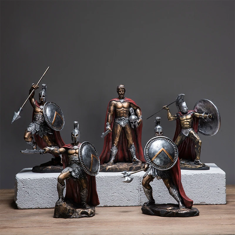 Vintage Roman Soldier Sculpture Greek Mythological Figure Retro
