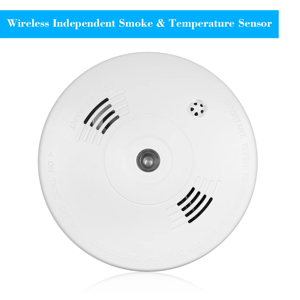 

Wireless Independent Smoke Fire Detector Photoelectronic Temperature Sensor Inside Fire Alert Security Alarm For Hotel/Factory