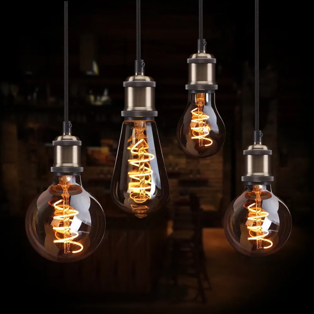 Vintage Filament Edison Screw Light Bulb Fulighture E27 Base G80 Decorative for 
