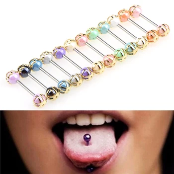 

7/10/12Pcs/set New Acrylic Tongue Pierced Nipple Ring Barbell Body Piercing Jewelry Percing Tongue Ring Studs Barbell Bars Ring