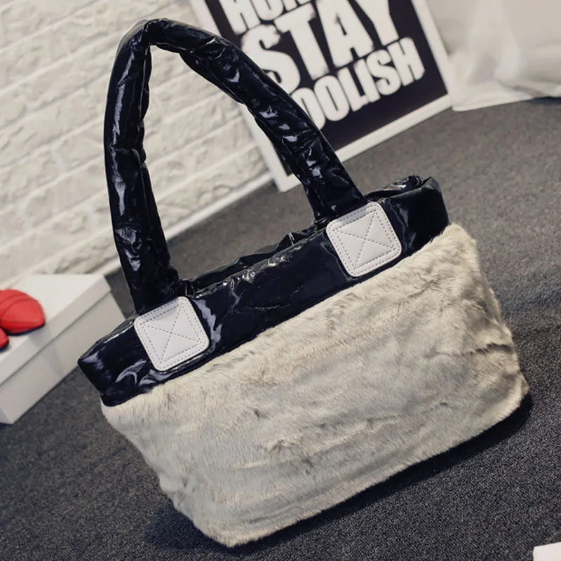 

2016 Fashion Fur Shoulder Bags Women Messenger Bags Ladies Leather Purses And Handbags Black Evening bag Hand bag bolsos mujer