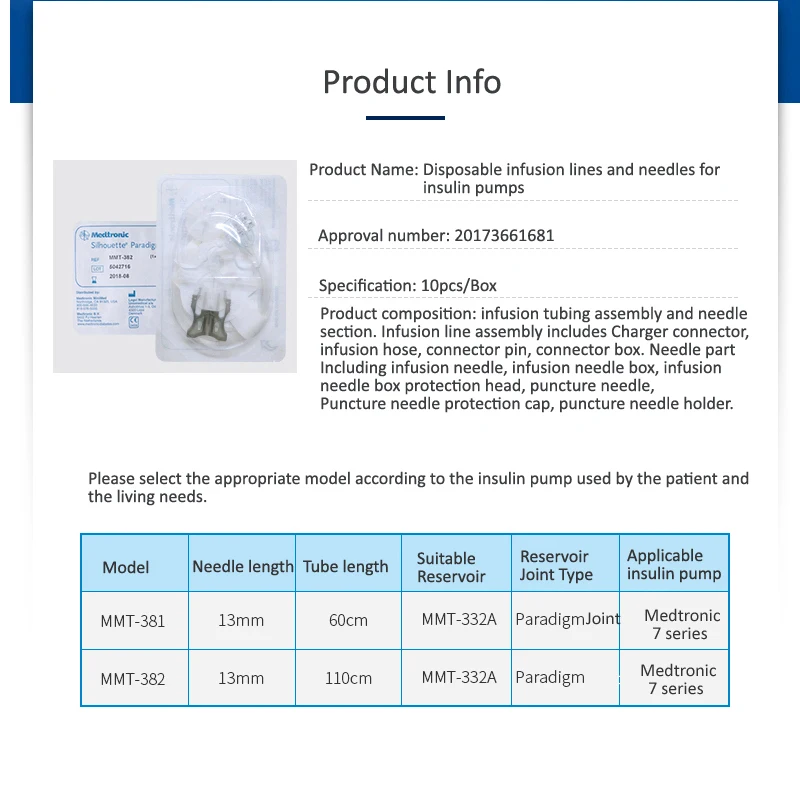 Медтроник инсулин питания инфузионная линия Sil косая вставка мягкая иголка 10 шт./кор. MMT-381 инсулин расходные материалы инфузионная игла