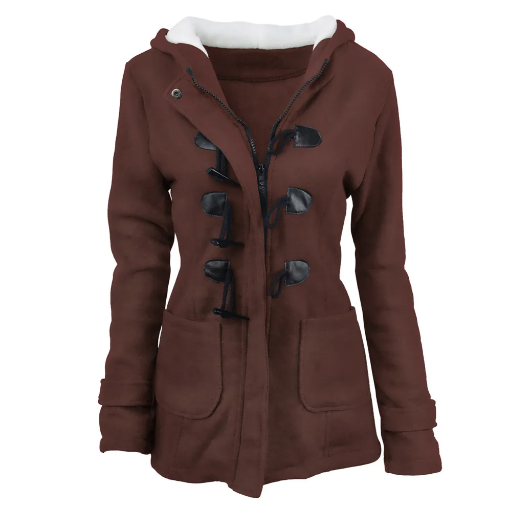 Plus Size S~6XL Women Hooded Coat 2018 Causal Women's Overcoat Female Coat Zipper Horn Button Outwear Jacket Casaco Feminino (3)