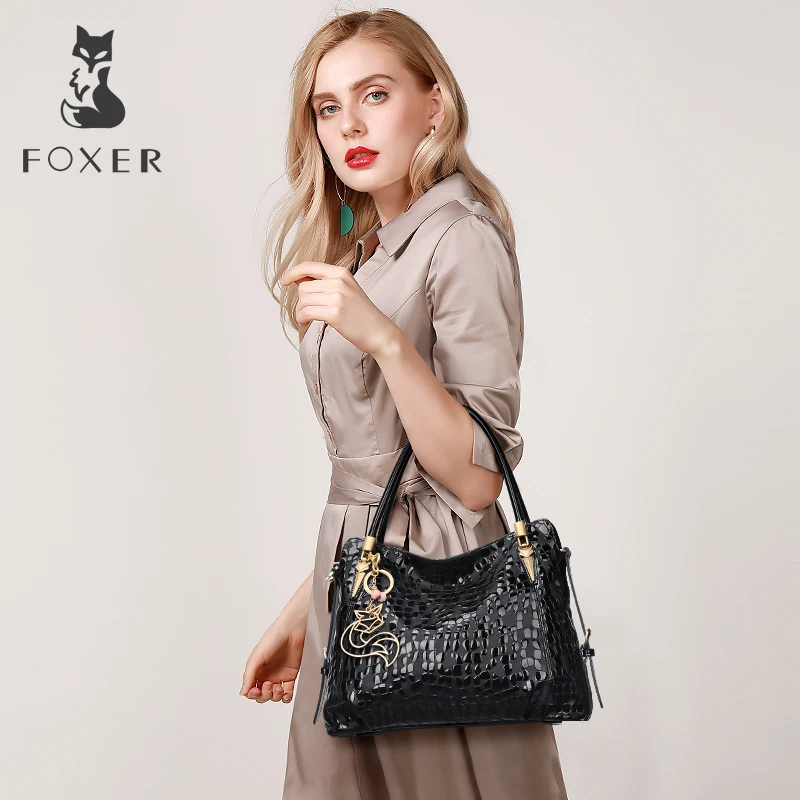 FOXER Брендовые женские сумки из натуральной кожи однотонные для женщин