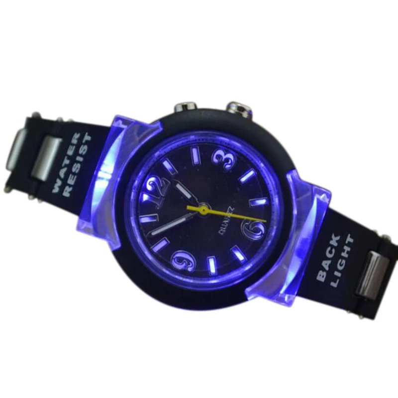 

Ulzzang Black Rubber Student Cool Led Night Light Electronic Watch Sports Jelly Rubber Quartz Watch