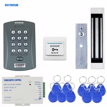 DIYSECUR Magnetic Lock 125KHz RFID ID Card Reader Password Keypad Access Control System Security Kit Door Bell Button V2000-C