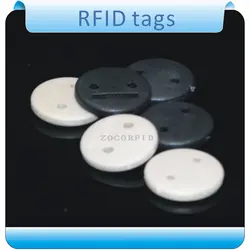 Бесплатная shipping100pcs 125 кГц два отверстия T5557 метки RFID для одежды Прачечная высокая температура этикетки roll