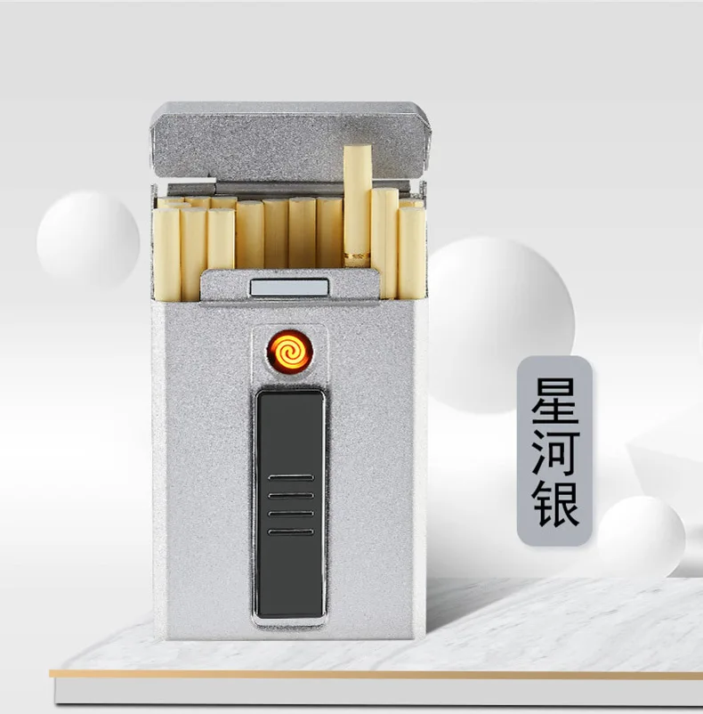 Портативный USB чехол для электронной сигареты с зажигалкой 20 шт. держатель для сигарет usb зарядка Зажигалка гаджеты для женщин коробка для сигарет