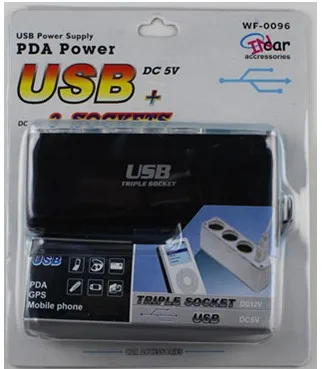 Автомобильный прикуриватель тройной разъем с одним USB 3 способа Авто розетка Разветвитель 12 в зарядное устройство адаптер питания штекер DC 12 В