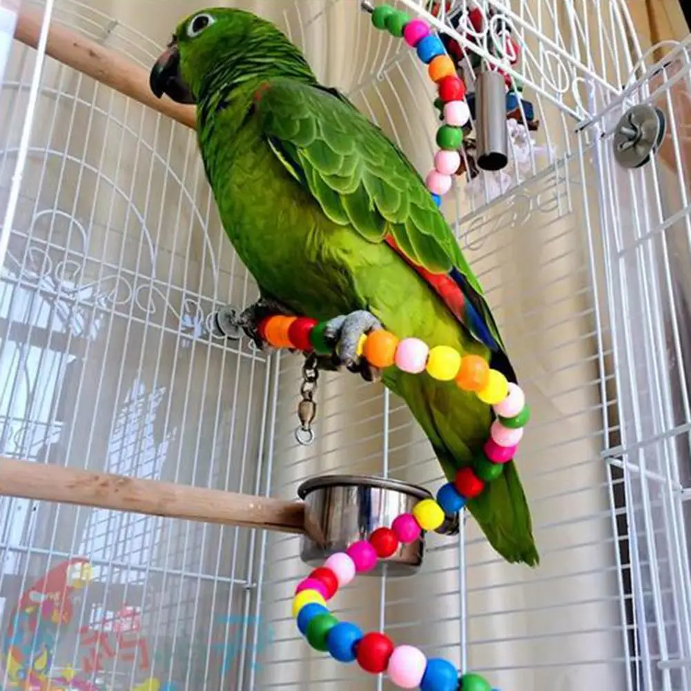 Висячие красочные бусины украшение для клетки попугай игрушки для попугаев нашест для птиц качающаяся игрушка товары для птиц попугай аксессуары