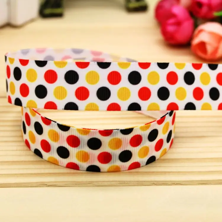 

7/8inch Free Shipping Polka Dots Printed Grosgrain Ribbon Hairbow Headwear Party Decoration Diy Wholesale OEM 22mm P5574