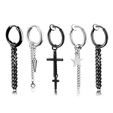 Модные популярные серьги-гвоздики из нержавеющей стали, Череп, крест, звезда, кисточка для женщин и мужчин, хип-хоп ювелирные изделия, подарки, 1 шт