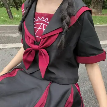 

Summer Shirts Women Sailor Collar Magic Array Embroidery Loose Short Top Blouse New Fashion Sweet Cute Stuff Clothing Girls