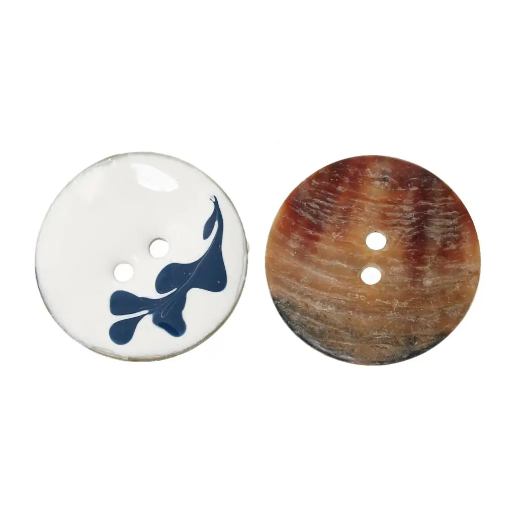 

Shell Sewing Button Scrapbooking Button Round White Two Holes Pattern Pattern 25.0mm Dia,5 PCs new
