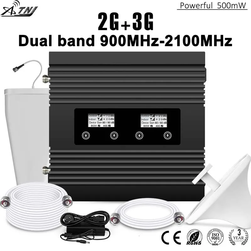 

High Power High Gain 2G 3G mobile signal booster LCD 900/2100mhz Cellular signal amplifier repeater for 2G 3G calling and date