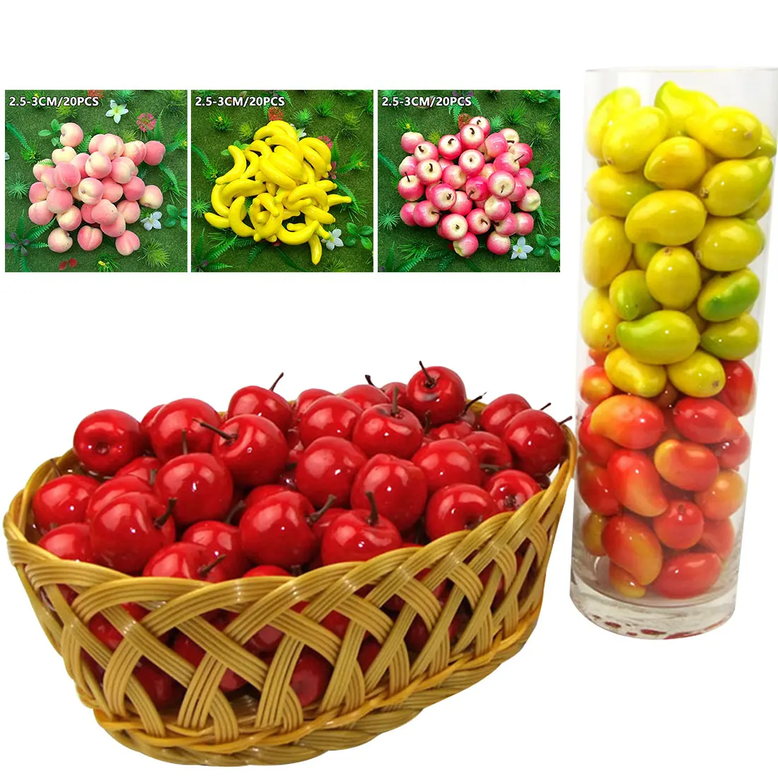 

Fake Fruit Artificial Foam Fruits and Vegetables Berries DIY Scrapbooking Flowers For Party Supplies Tree Decoration 20pcs