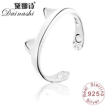 

Dainashi Black/White Cute Cat 925 Silver Elegant Adjustable Rings Girl Finger Rings Party Wedding Women 2019 Fashion Jewelry New