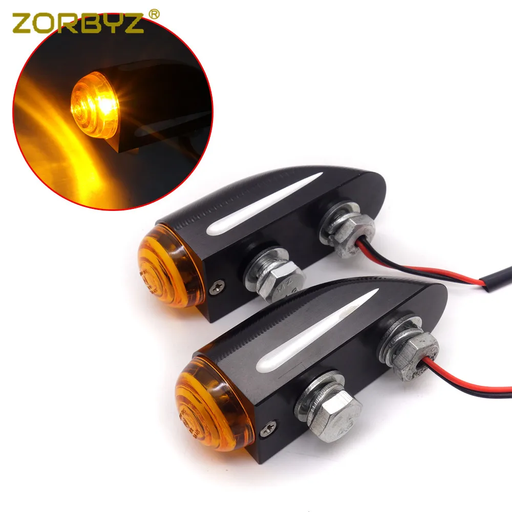 

ZORBYZ Motorcycle Black CNC Bullet Turn Signal Light Lamp For Cafe Racer Bobber Chopper Custom