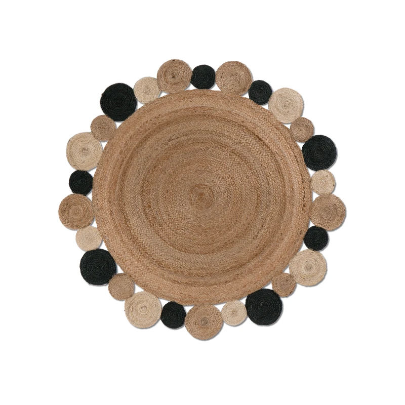 

Ins hot Kilim jute handmade round Carpet geometric Bohemia morocco Indian Rug plaid striped Modern design Nordic style living