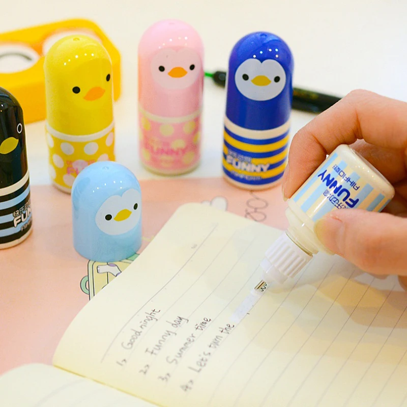 

1 Pcs Multi Color Mini Cartoon Correction Fluid Happy Animal Kawaii Chicken Corrections With Office Correction Supplies