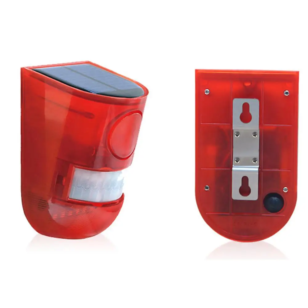 

Solar Burglar Alarm Bell Boxes Human Body Self Defense Induction Sound And Solar Flashing LED Light Alarm