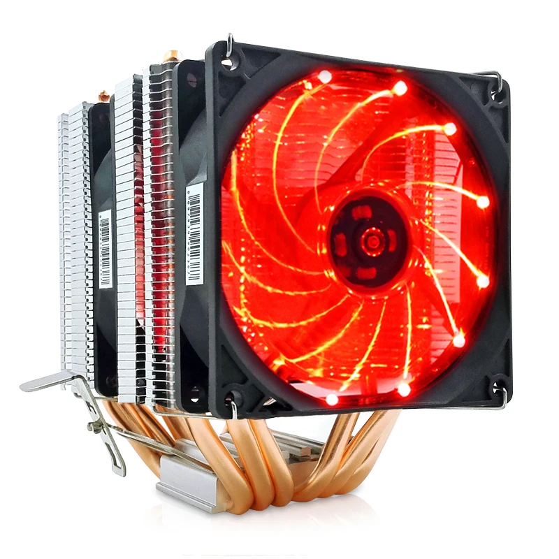 Dual LED CPU Cooler 6 Heat Pipe CPU Radiator Cooler Fan Heat Sinks