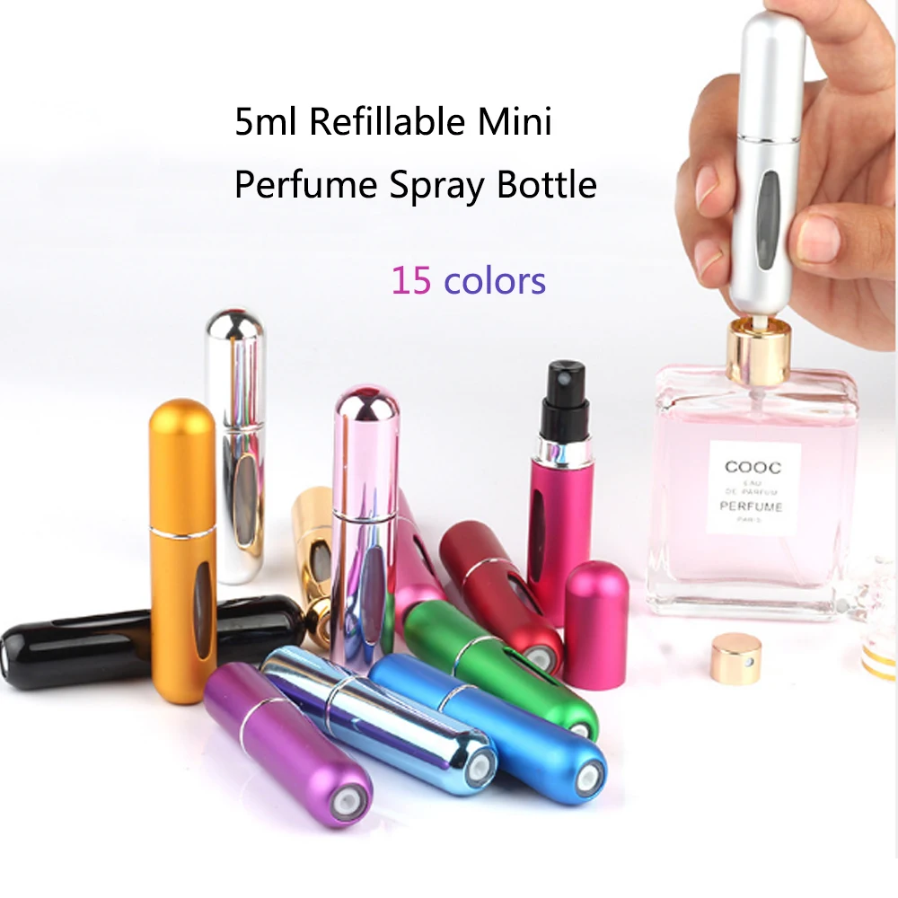 

Refillable Perfume Bottle,5ml Fashion Mini Refillable Bottles,Aluminum Spray Atomizer Portable Travel Cosmetic Container Perfum