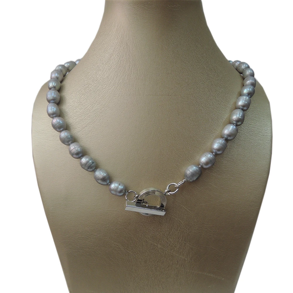 

100% NATURE FRESHWATER PEARL NECKLACE-GRAY COLOR PEARL NECKLACE-VERY NICE CLASP
