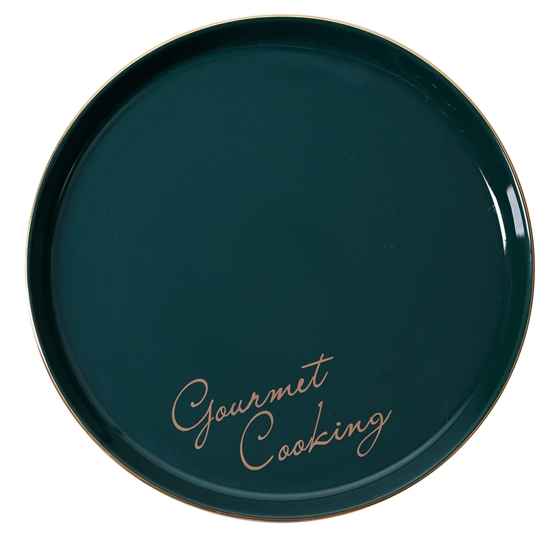 Зеленая керамическая пластина с золотой инкрустацией, тарелка для стейка, посуда в скандинавском стиле, миска Ins, обеденное блюдо, высококачественный фарфоровый набор посуды - Цвет: Gourmet Cooking S
