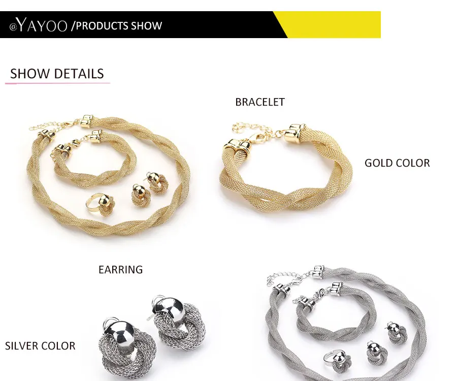 AYAYOO African Beads For Jewelry Sets Women Wedding Imitated Crystal Necklace Earrings Gold Color Pendant Dress Accessories (3)