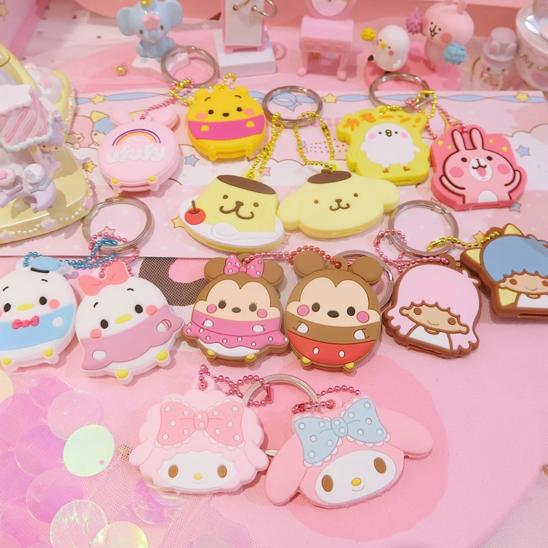 

1pcs Japan my melody twin stars minnie keychain key protect rubber holder girls gifts bags pendant