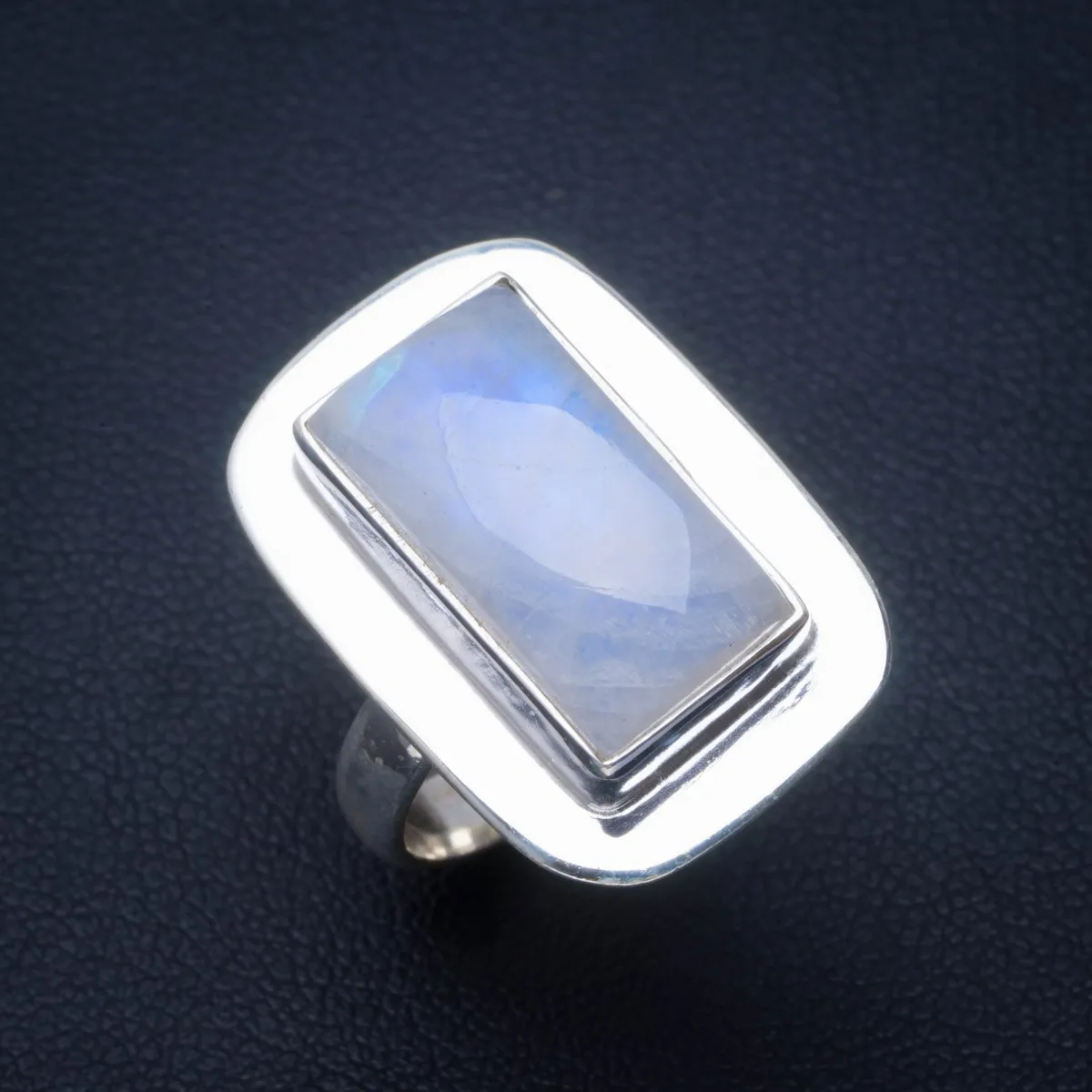 

Natural Rainbow Moonstone Handmade Unique 925 Sterling Silver Ring 6.5 B1364